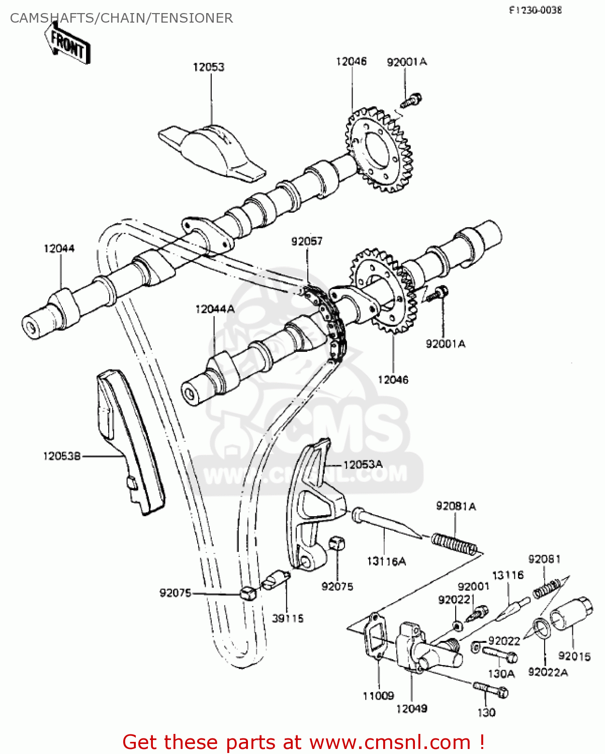 CAMSHAFTS/CHAIN/TENSIONER ZX750A3 GPZ750 1985 USA CALIFORNIA CANADA