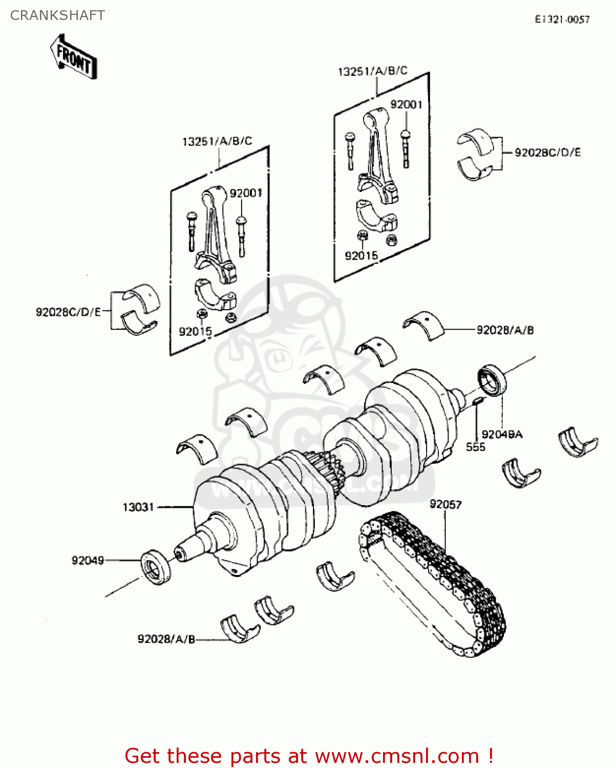 CRANKSHAFT ZX750A3 GPZ750 1985 USA CALIFORNIA CANADA