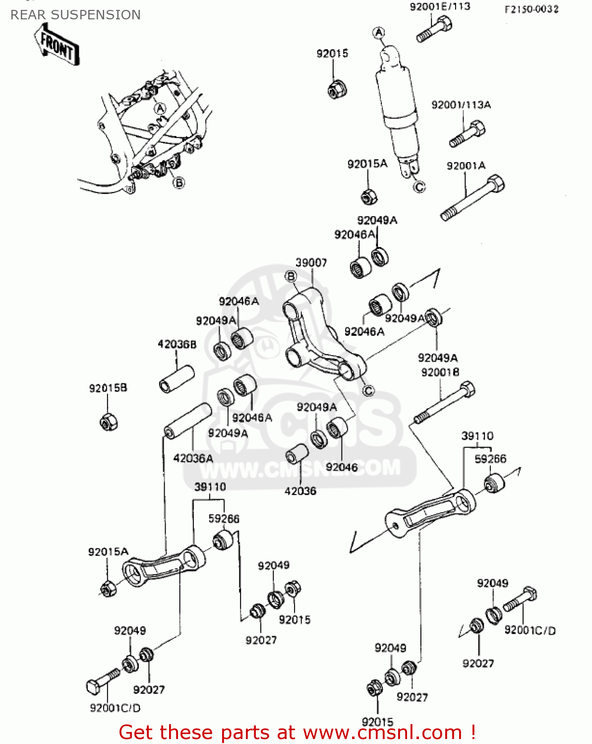 REAR SUSPENSION ZX750A3 GPZ750 1985 USA CALIFORNIA CANADA
