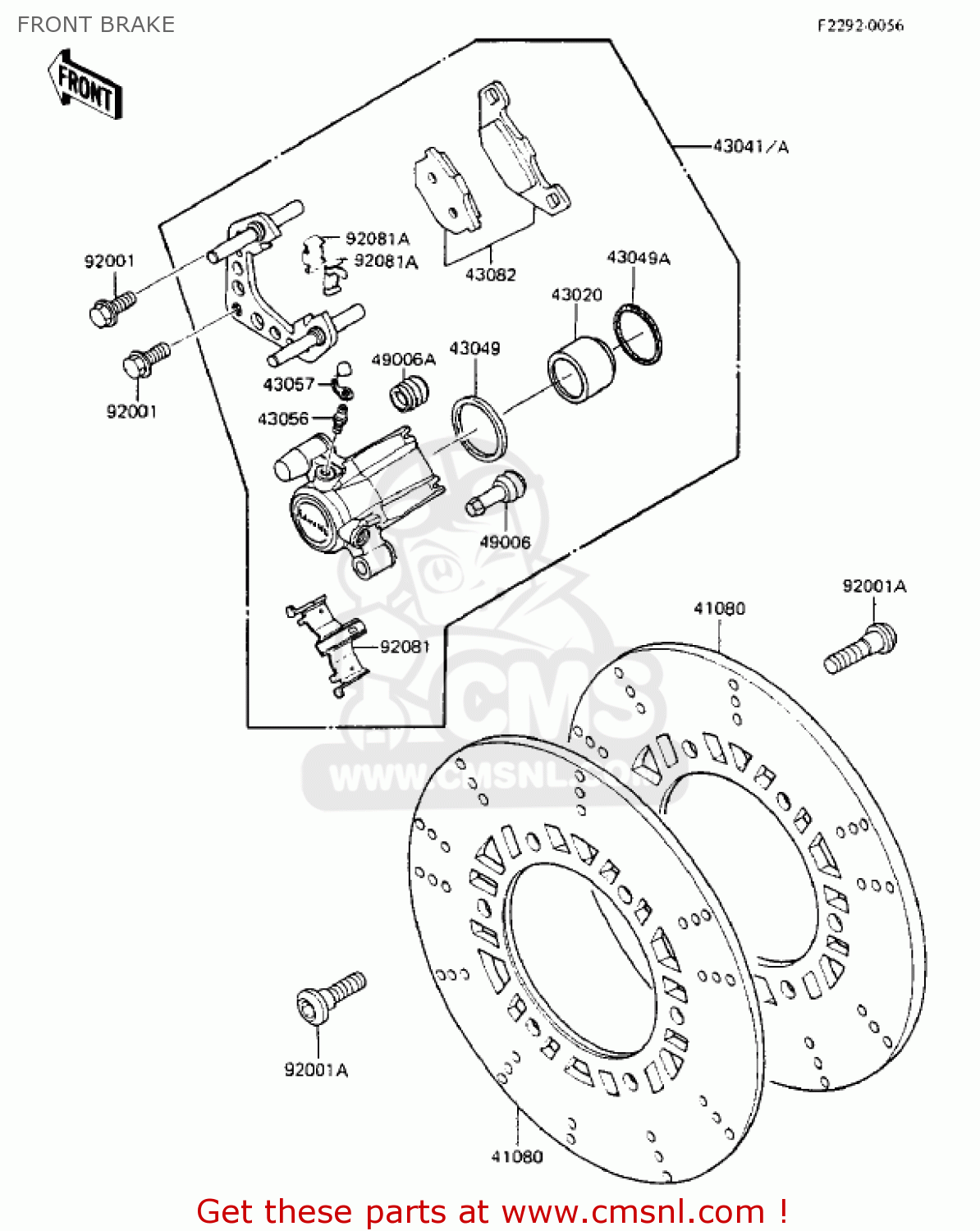 FRONT BRAKE ZX750A3 GPZ750 1985 USA CALIFORNIA CANADA