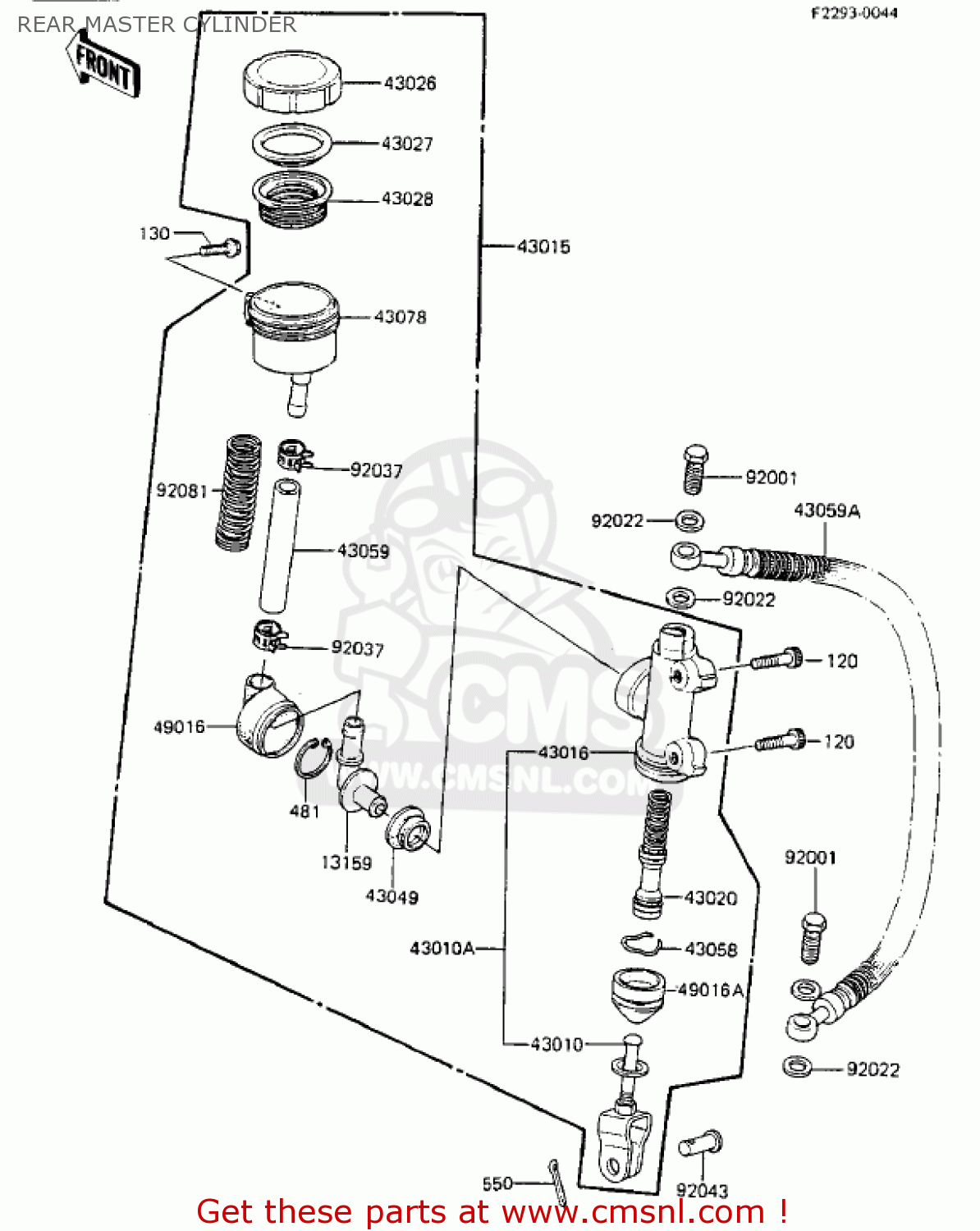 REAR MASTER CYLINDER ZX750A3 GPZ750 1985 USA CALIFORNIA CANADA