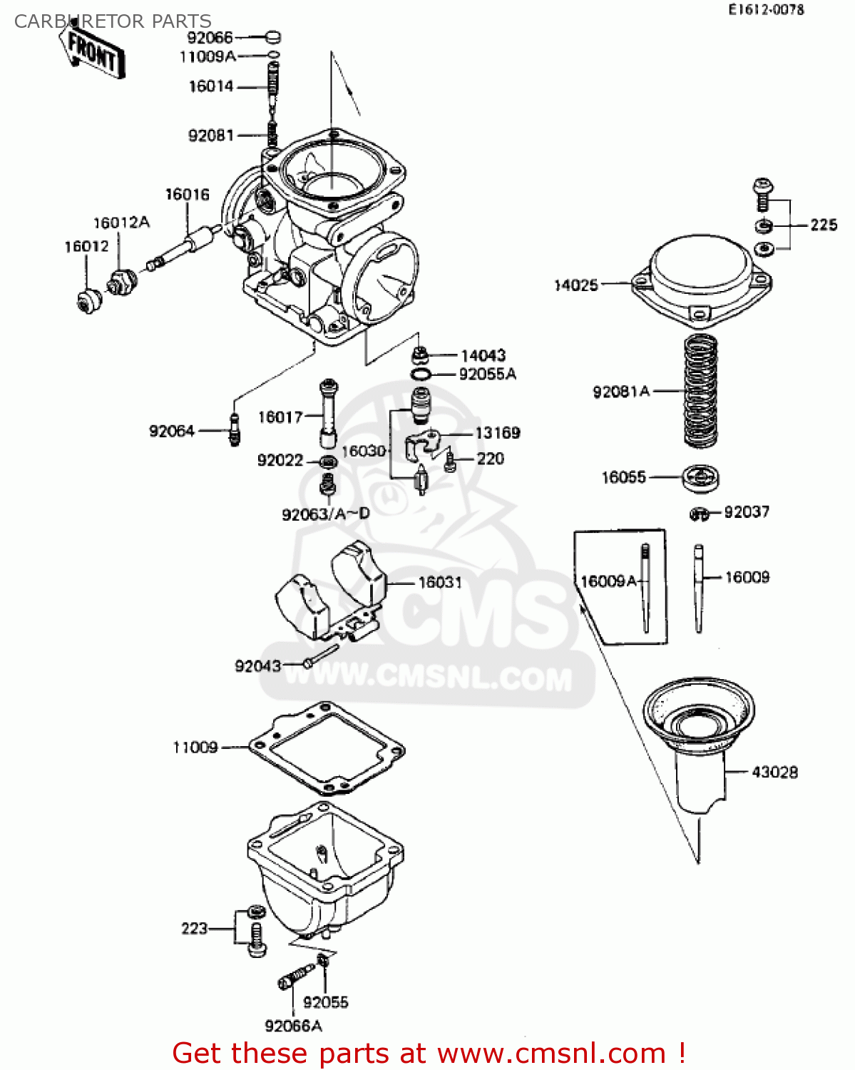 CARBURETOR PARTS ZX750A3 GPZ750 1985 USA CALIFORNIA CANADA