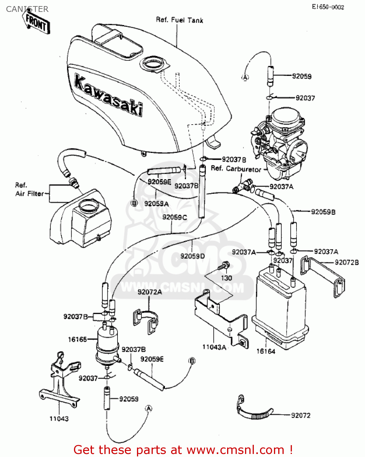 CANISTER ZX750A3 GPZ750 1985 USA CALIFORNIA CANADA