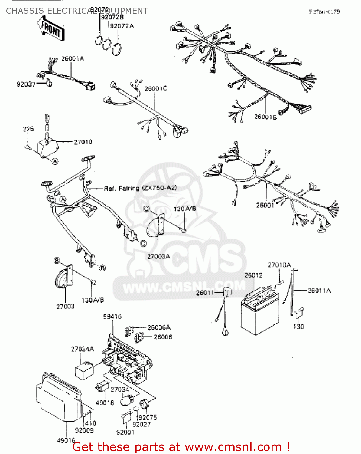 CHASSIS ELECTRICAL EQUIPMENT ZX750A3 GPZ750 1985 USA CALIFORNIA CANADA
