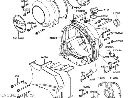 ENGINE COVERS - ZX750A3 GPZ750 1985 USA CALIFORNIA CANADA