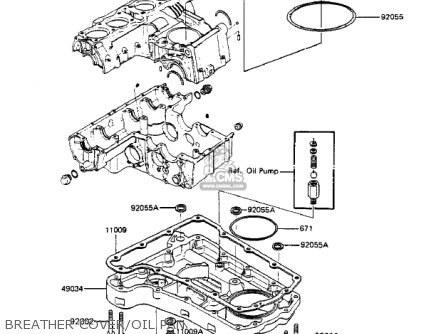 BREATHER COVER/OIL PAN - ZX750A3 GPZ750 1985 USA CALIFORNIA CANADA
