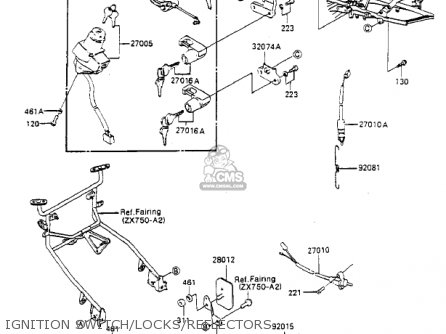 IGNITION SWITCH/LOCKS/REFLECTORS - ZX750A3 GPZ750 1985 USA CALIFORNIA CANADA