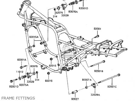 FRAME FITTINGS - ZX750A3 GPZ750 1985 USA CALIFORNIA CANADA