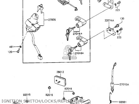 IGNITION SWITCH/LOCKS/REFLECTORS - ZX750A3 GPZ750 1985 USA CALIFORNIA CANADA