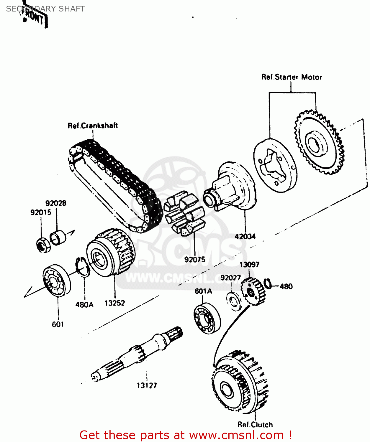 SECONDARY SHAFT ZX750A5 GPZ750 1987 USA
