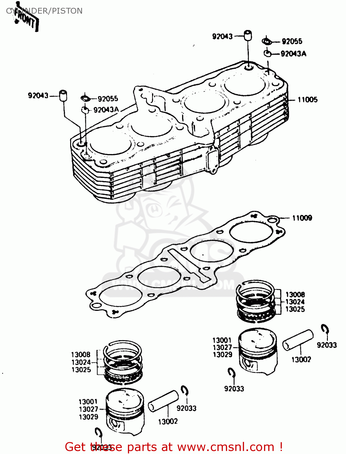 CYLINDER/PISTON ZX750A5 GPZ750 1987 USA