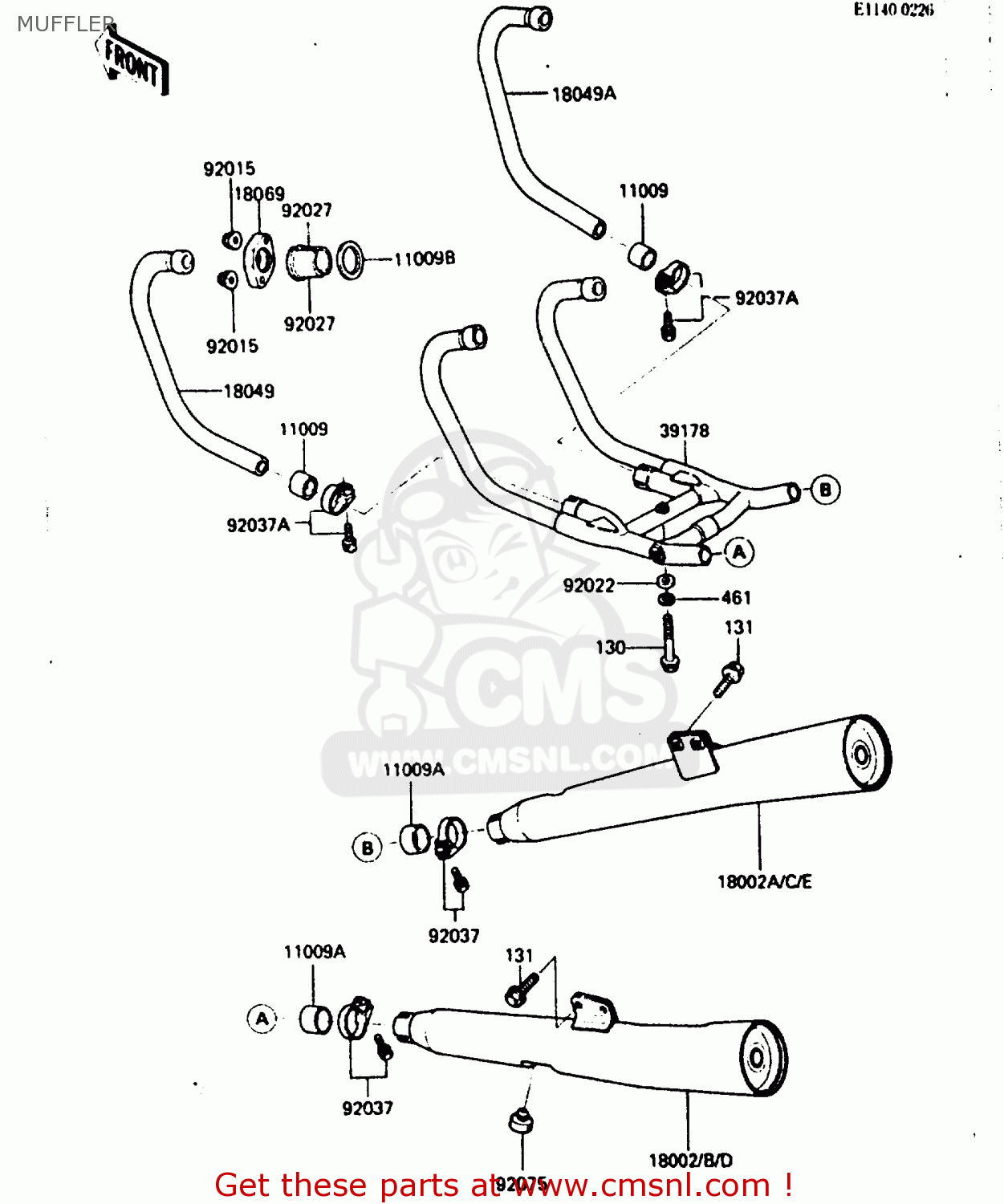 MUFFLER ZX750A5 GPZ750 1987 USA