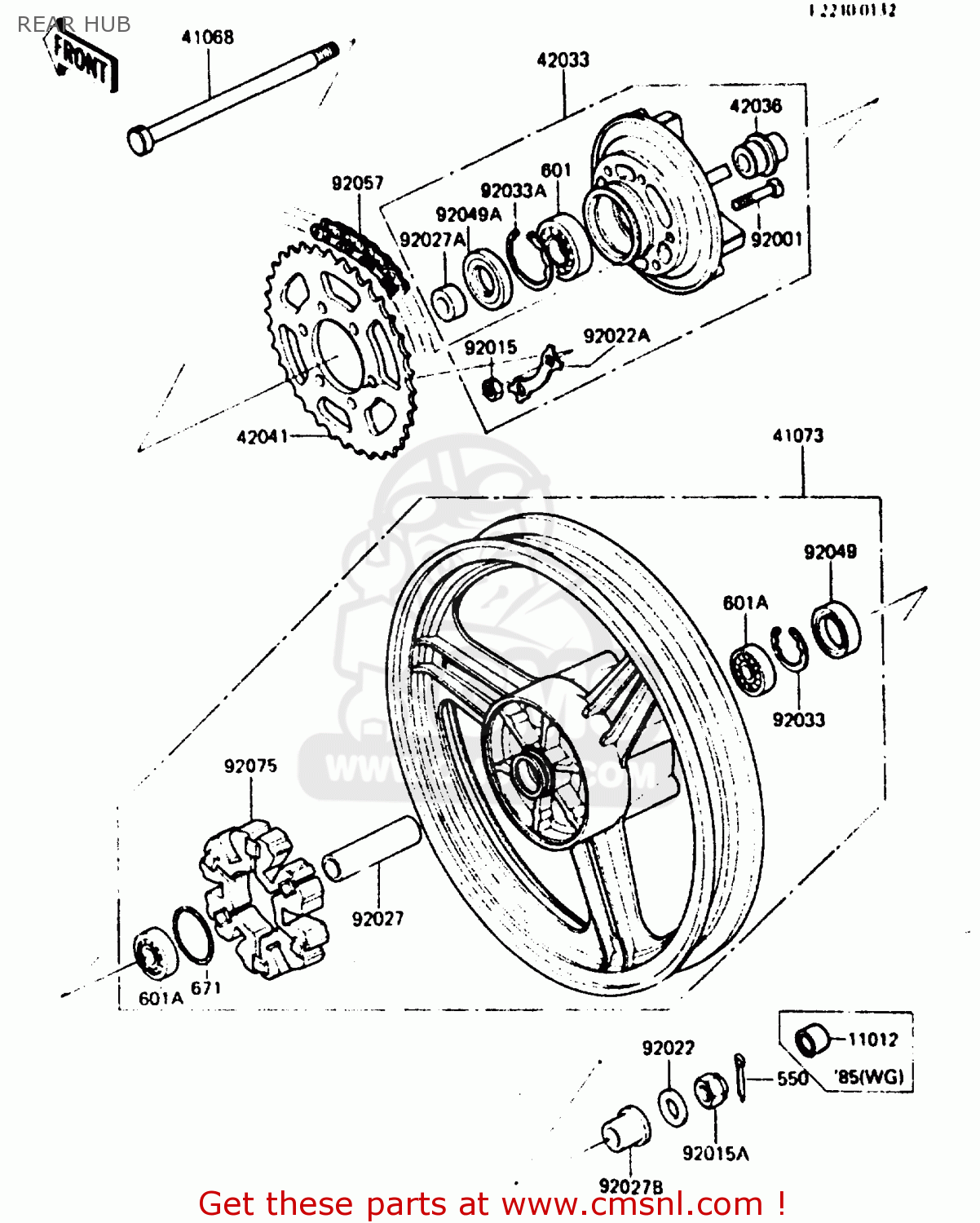 REAR HUB ZX750A5 GPZ750 1987 USA