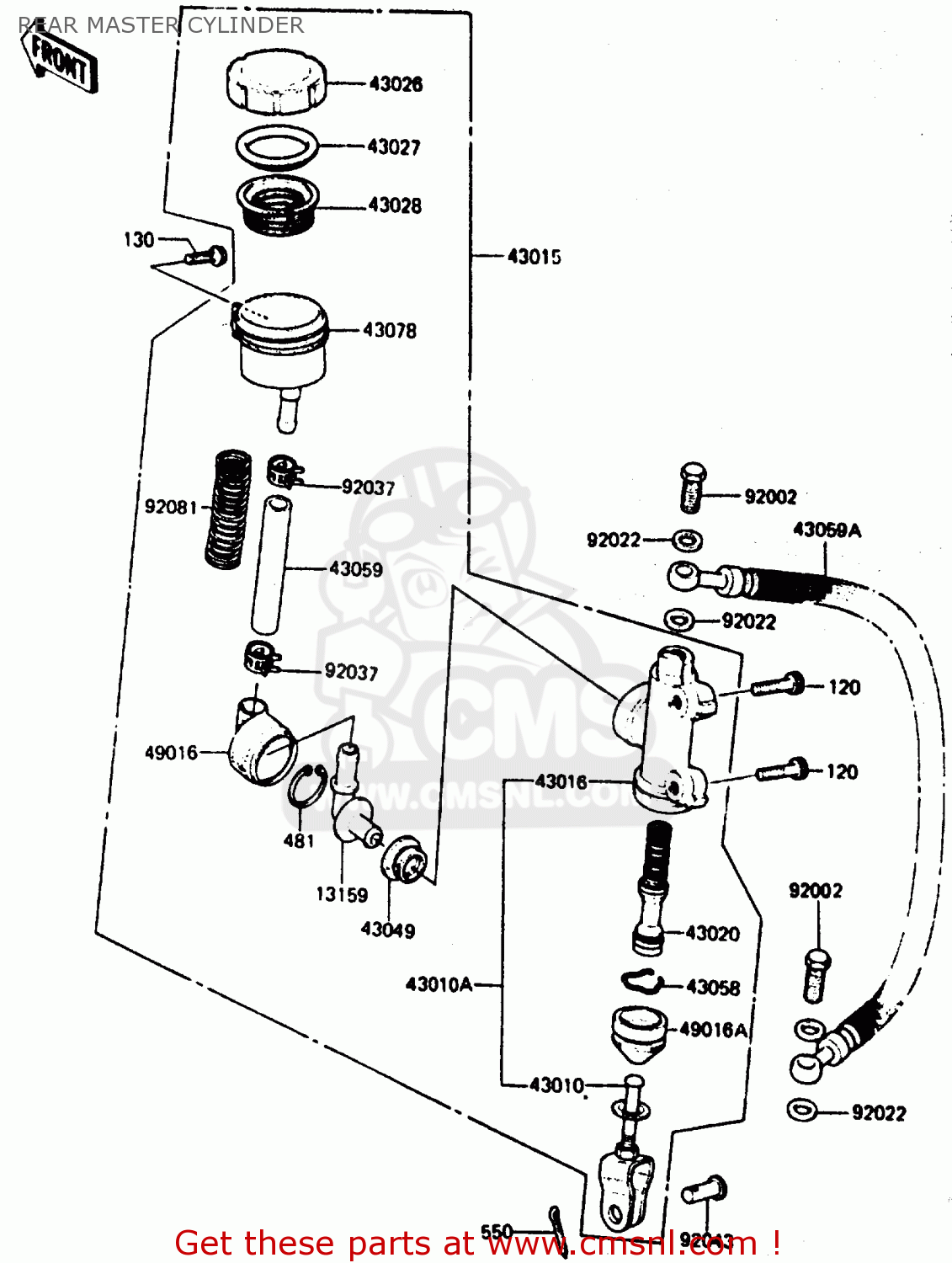 REAR MASTER CYLINDER ZX750A5 GPZ750 1987 USA