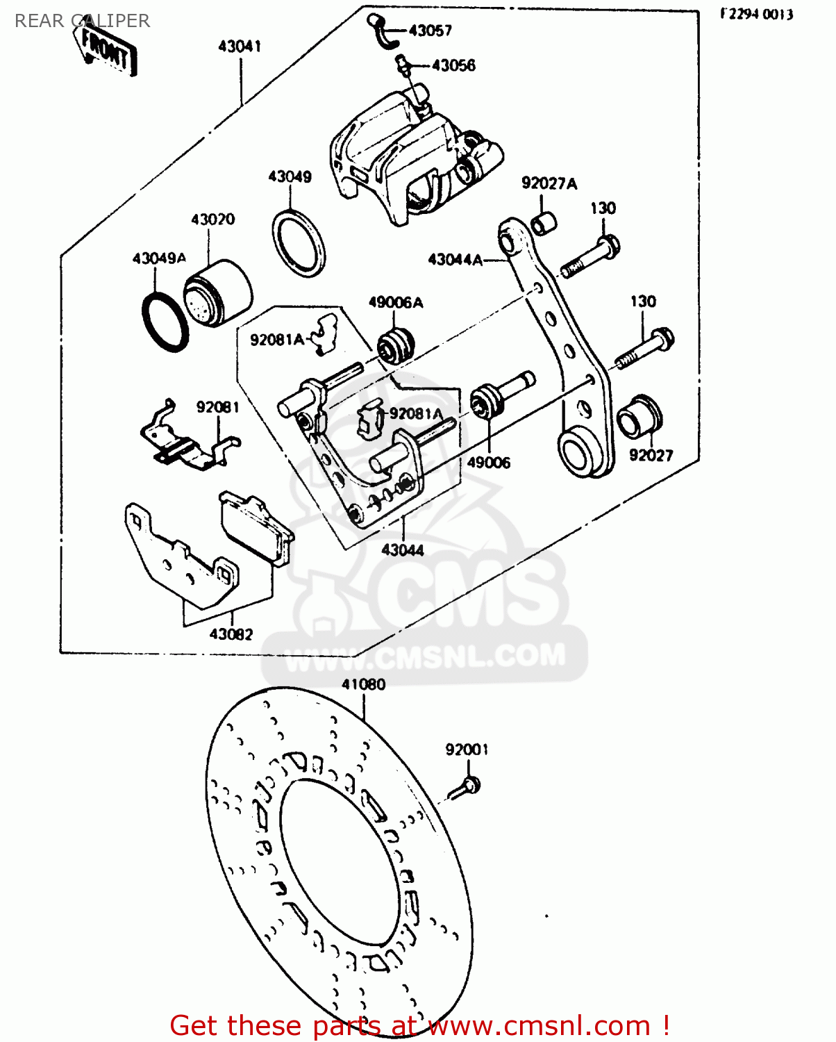 REAR CALIPER ZX750A5 GPZ750 1987 USA
