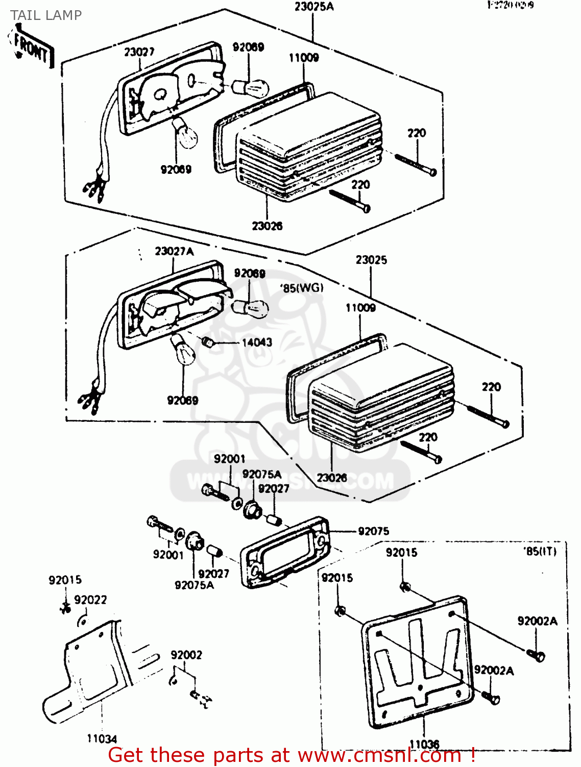 TAIL LAMP ZX750A5 GPZ750 1987 USA