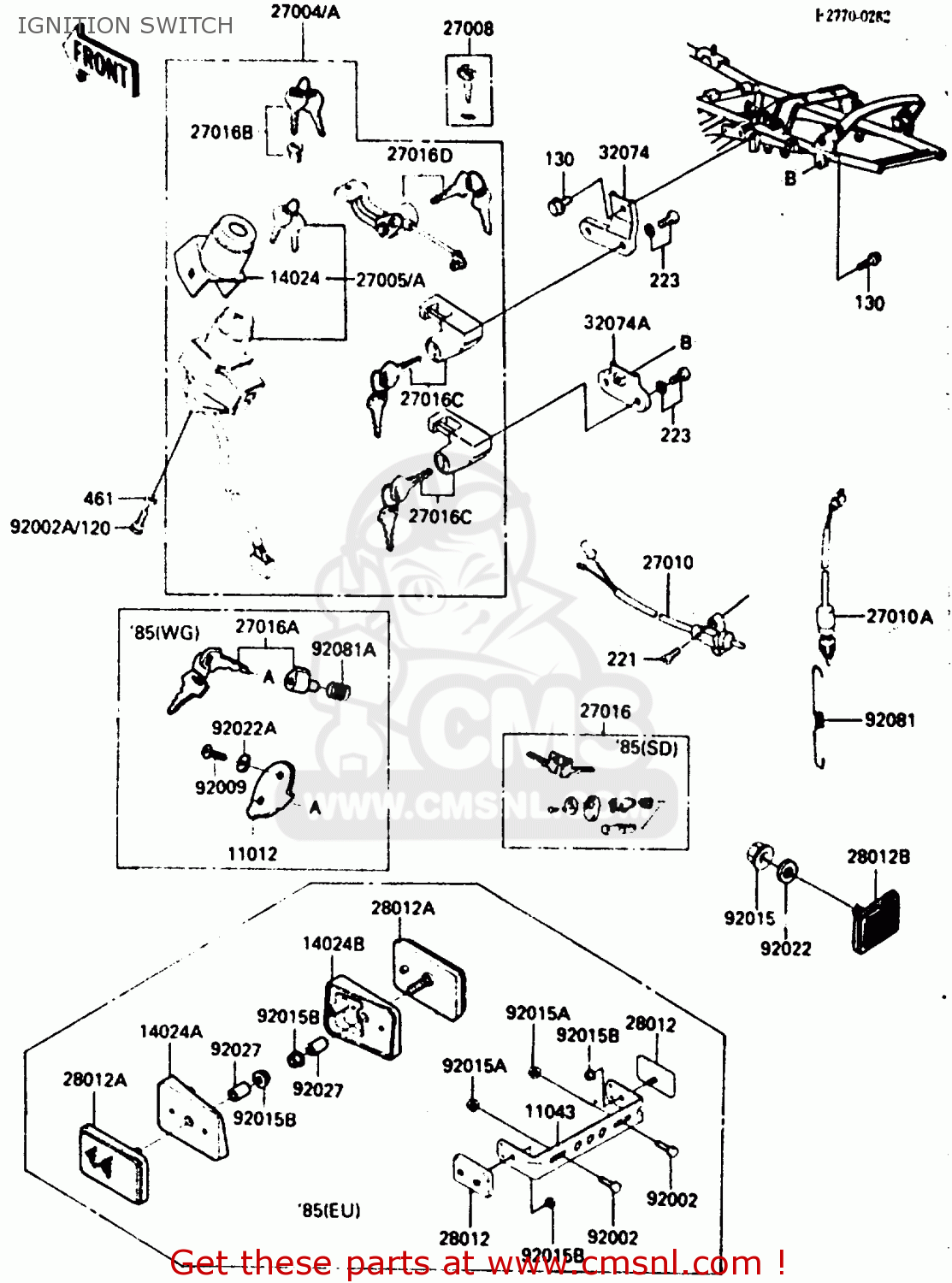IGNITION SWITCH ZX750A5 GPZ750 1987 USA