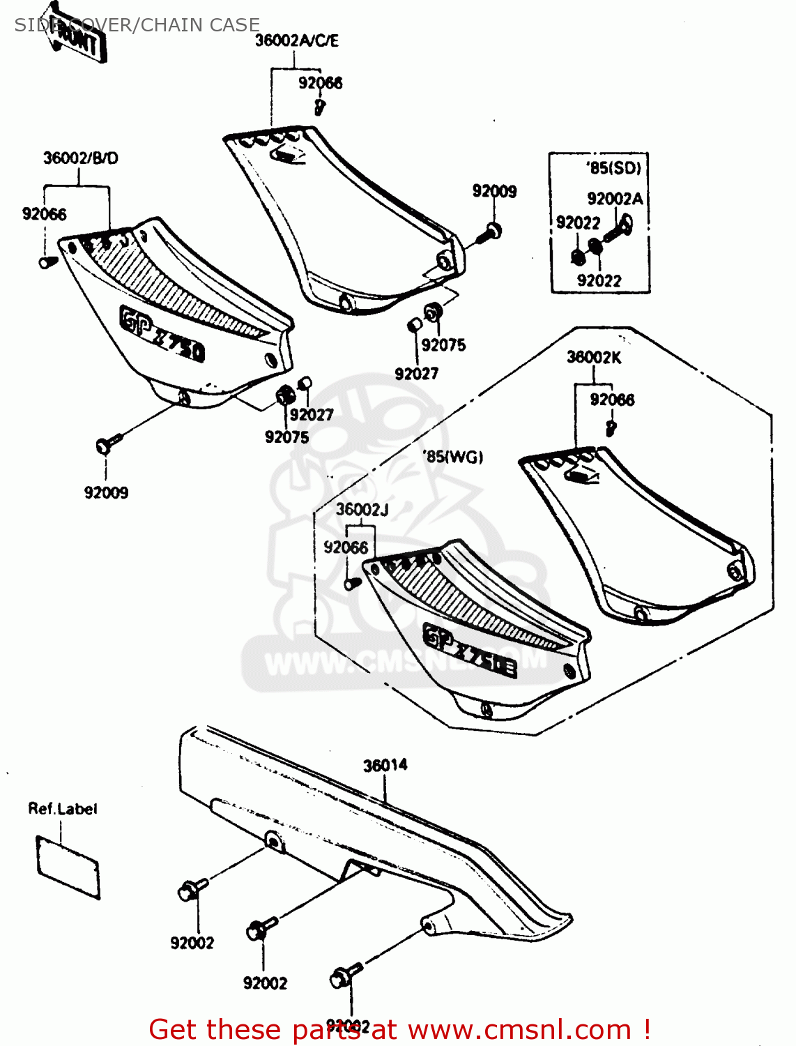 SIDE COVER/CHAIN CASE ZX750A5 GPZ750 1987 USA