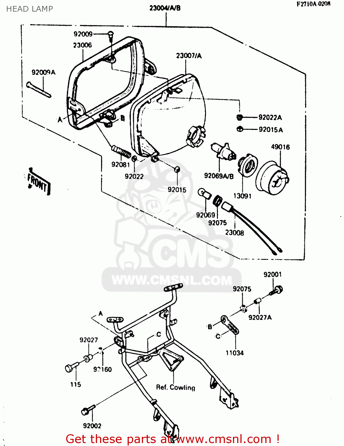 HEAD LAMP ZX750A5 GPZ750 1987 USA