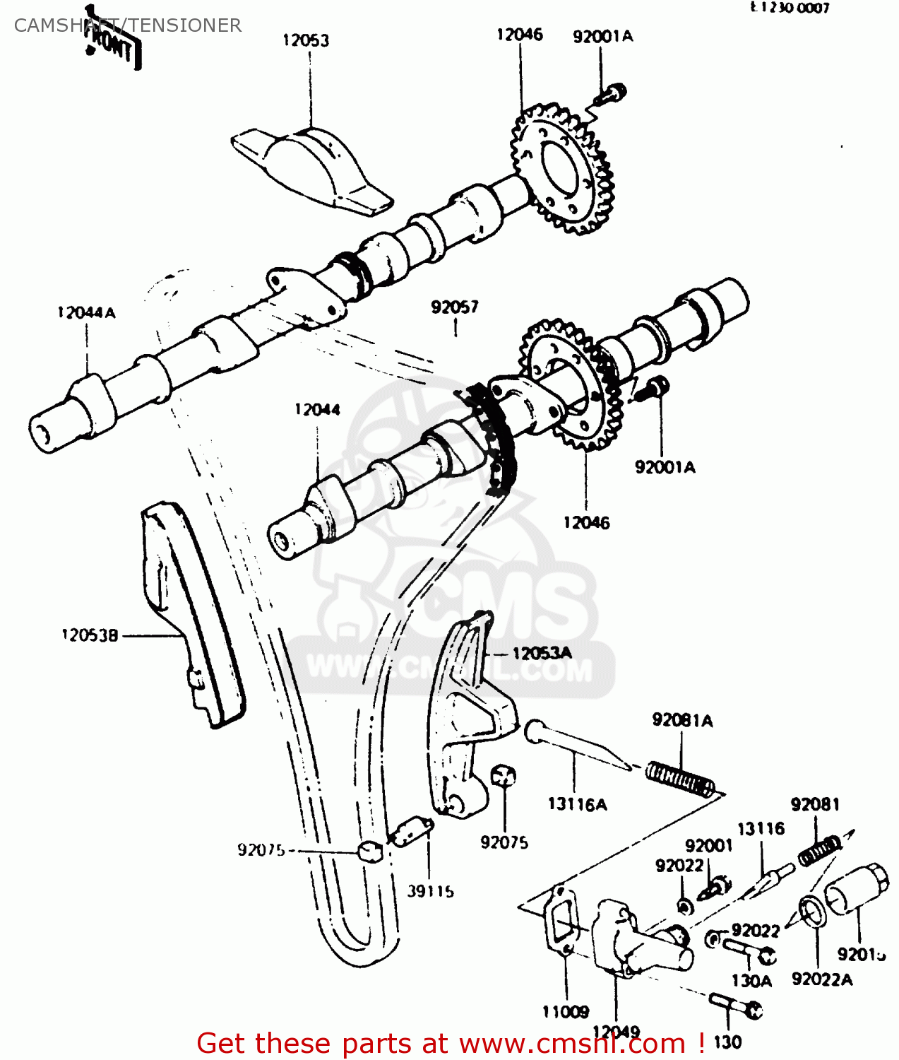 CAMSHAFT/TENSIONER ZX750E1 1984 EUROPE FR FU GR IT NR SD ST