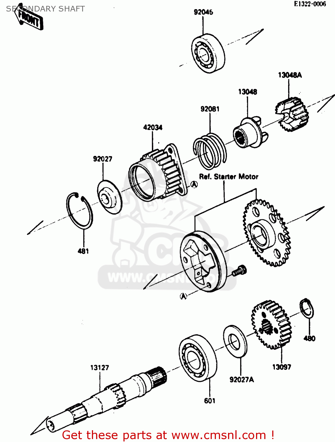 SECONDARY SHAFT ZX750E1 1984 EUROPE FR FU GR IT NR SD ST