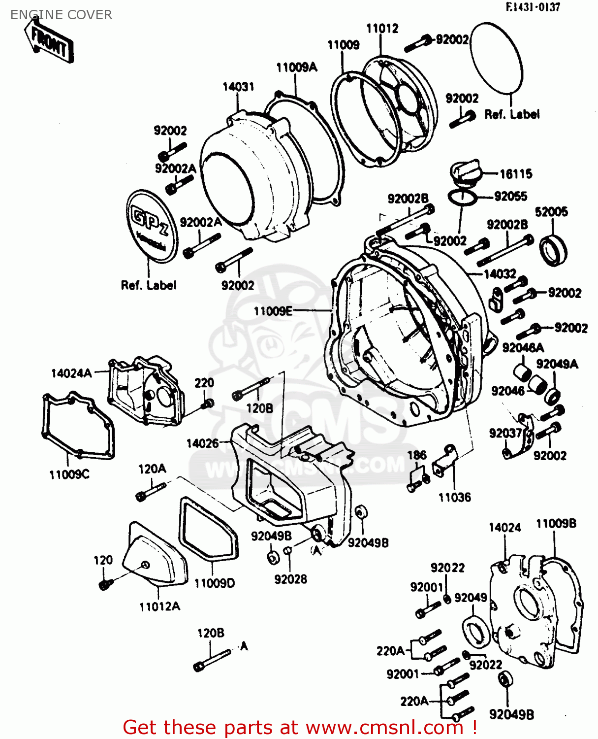 ENGINE COVER ZX750E1 1984 EUROPE FR FU GR IT NR SD ST