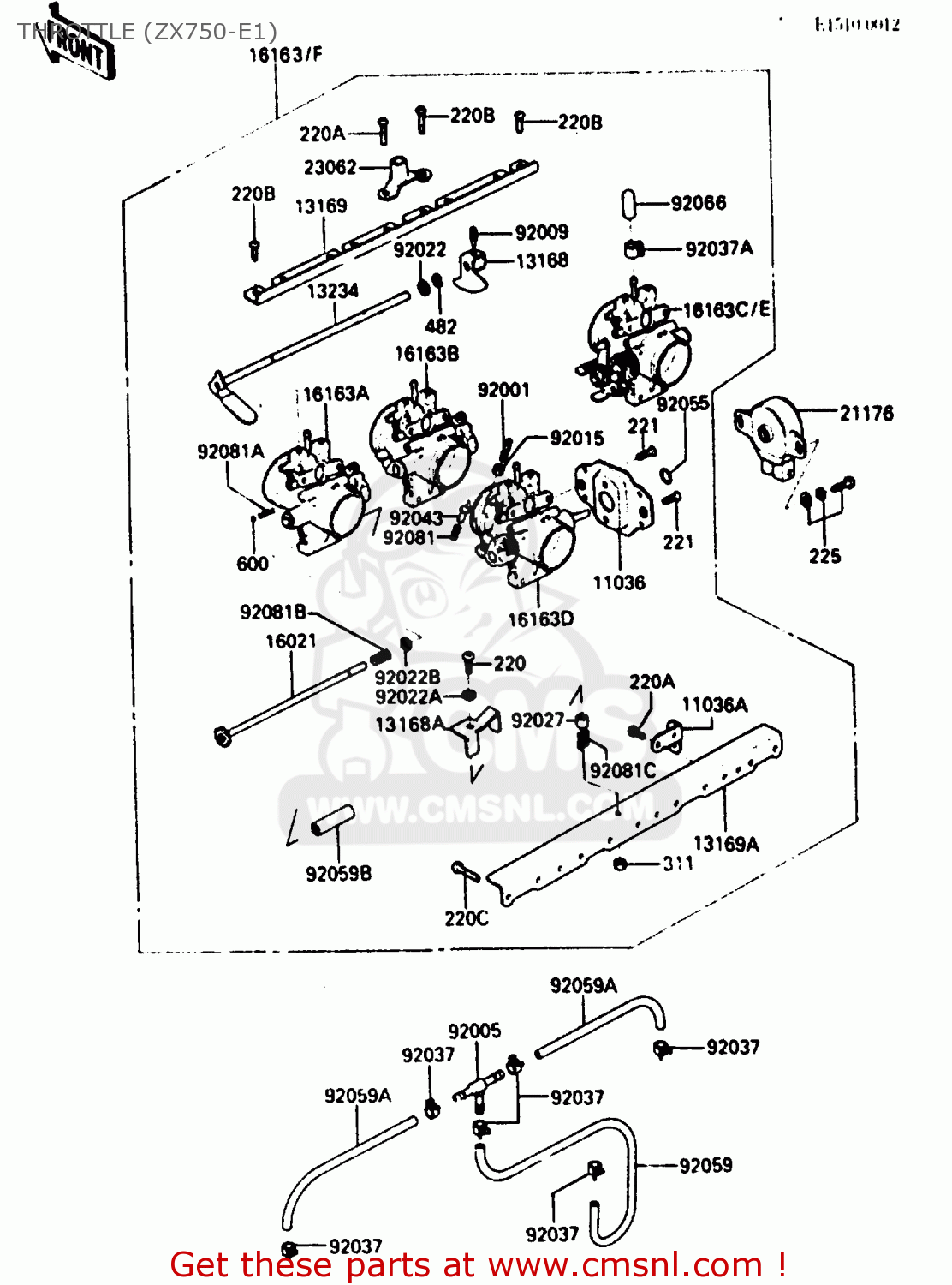 THROTTLE (ZX750-E1) ZX750E1 1984 EUROPE FR FU GR IT NR SD ST