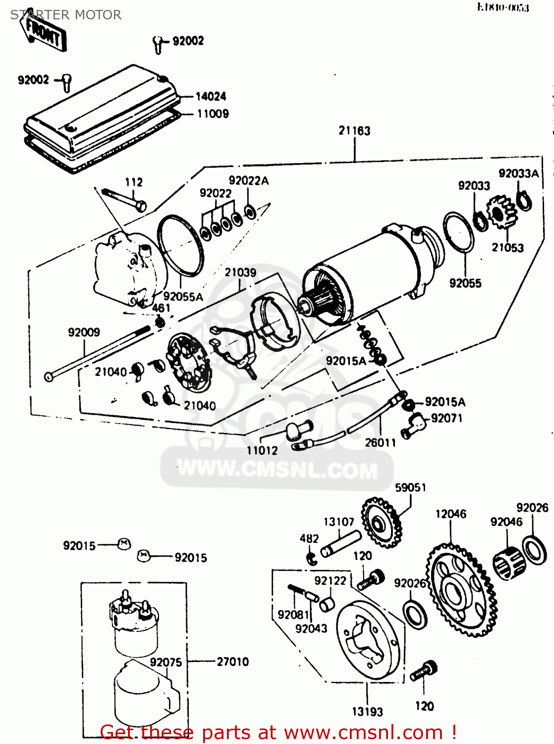 STARTER MOTOR ZX750E1 1984 EUROPE FR FU GR IT NR SD ST
