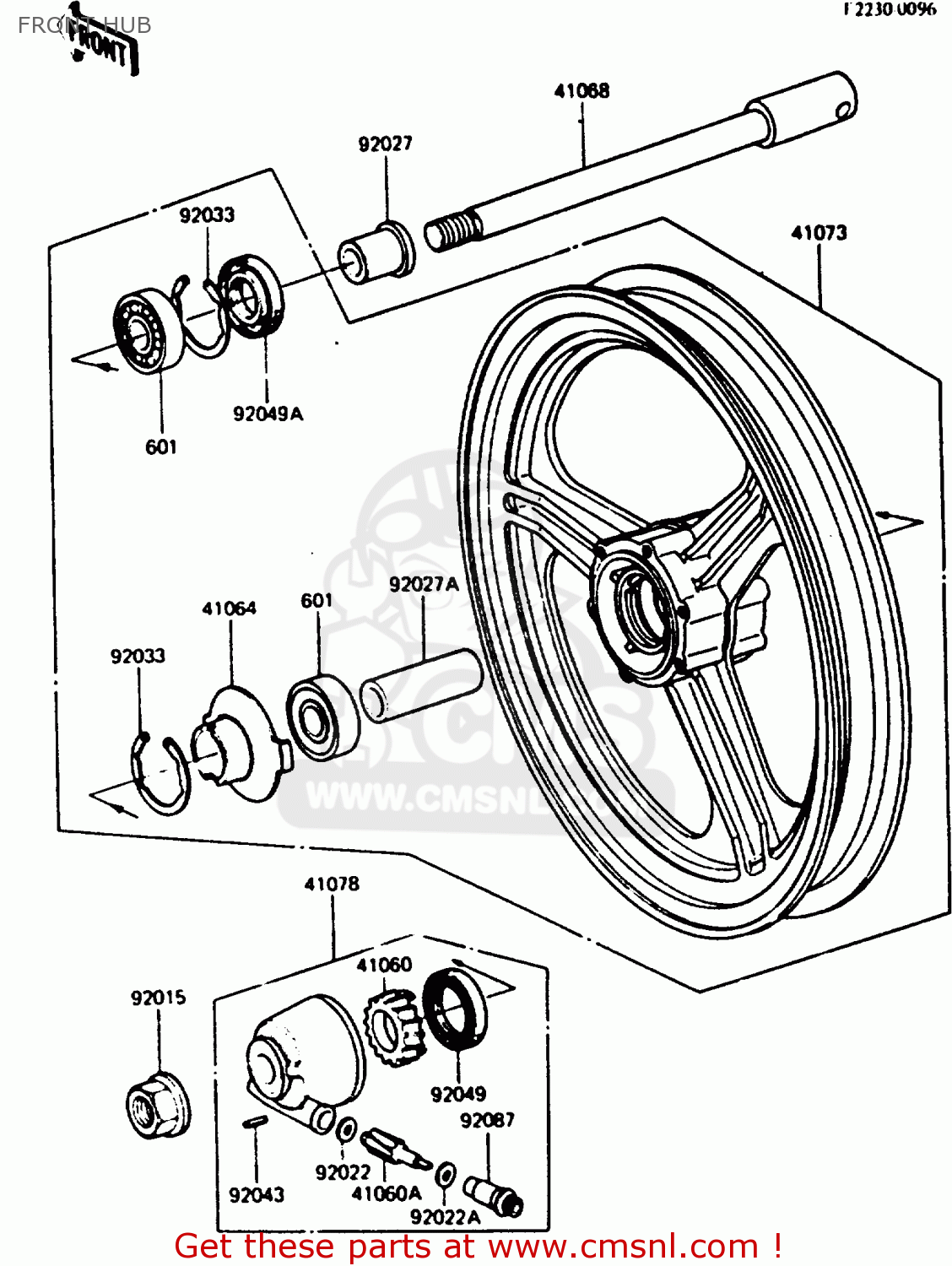 FRONT HUB ZX750E1 1984 EUROPE FR FU GR IT NR SD ST