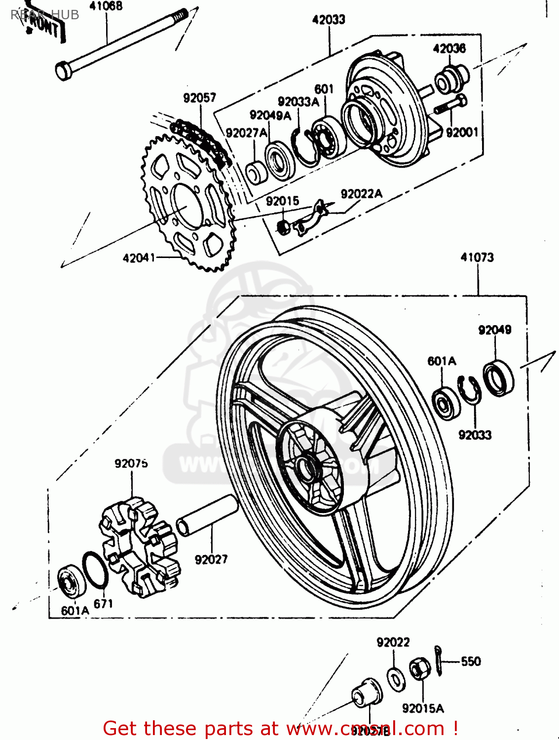 REAR HUB ZX750E1 1984 EUROPE FR FU GR IT NR SD ST