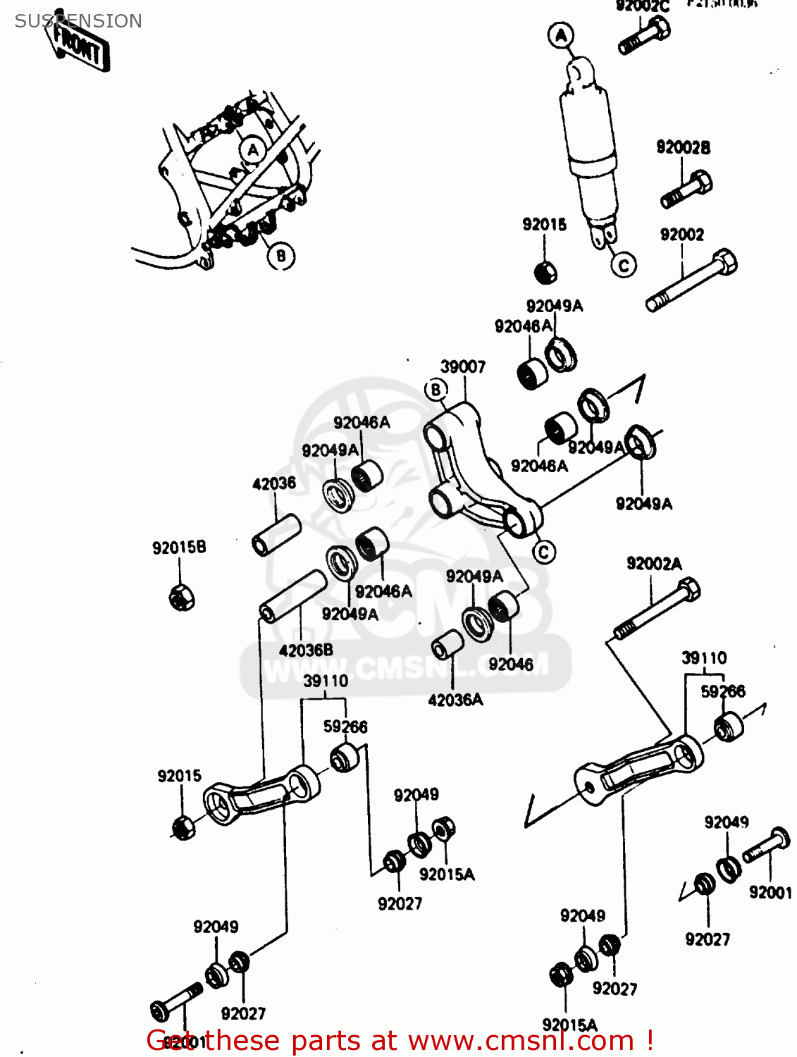 SUSPENSION ZX750E1 1984 EUROPE FR FU GR IT NR SD ST