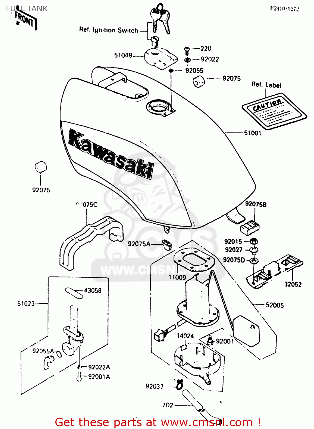 FUEL TANK ZX750E1 1984 EUROPE FR FU GR IT NR SD ST