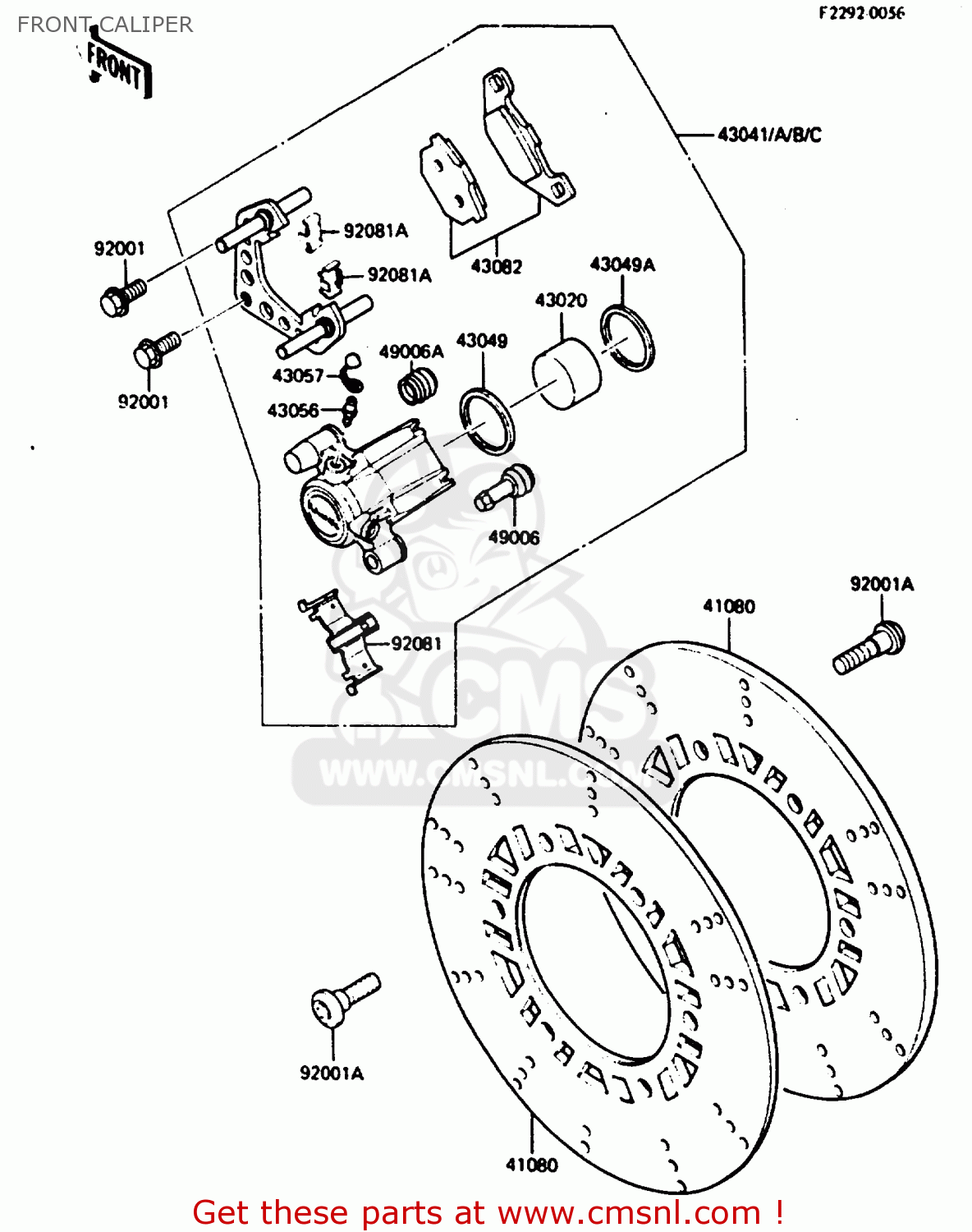 FRONT CALIPER ZX750E1 1984 EUROPE FR FU GR IT NR SD ST