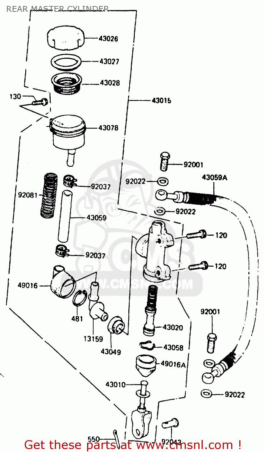REAR MASTER CYLINDER ZX750E1 1984 EUROPE FR FU GR IT NR SD ST