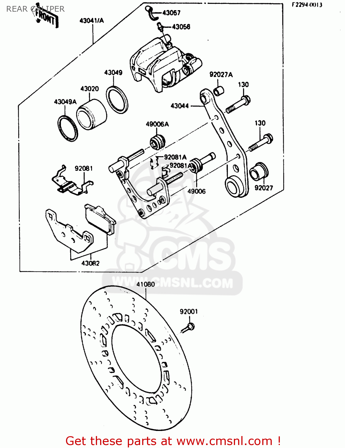 REAR CALIPER ZX750E1 1984 EUROPE FR FU GR IT NR SD ST