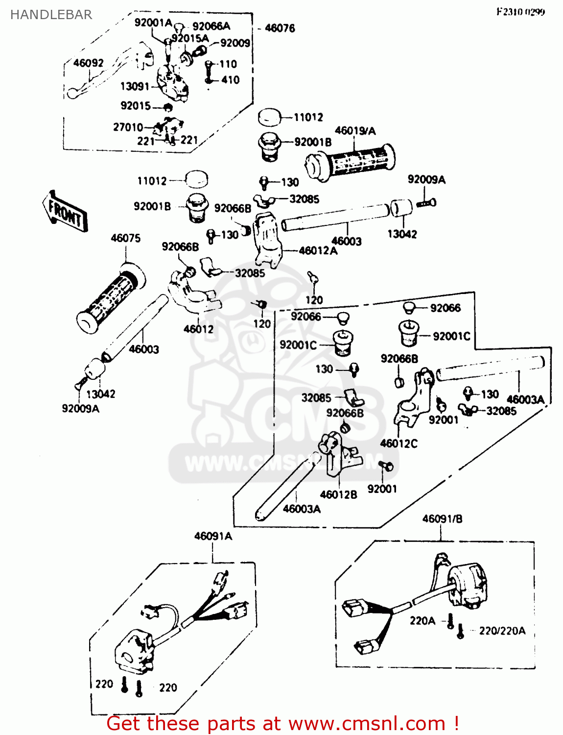HANDLEBAR ZX750E1 1984 EUROPE FR FU GR IT NR SD ST