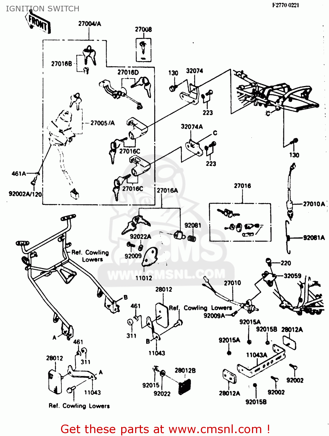 IGNITION SWITCH ZX750E1 1984 EUROPE FR FU GR IT NR SD ST