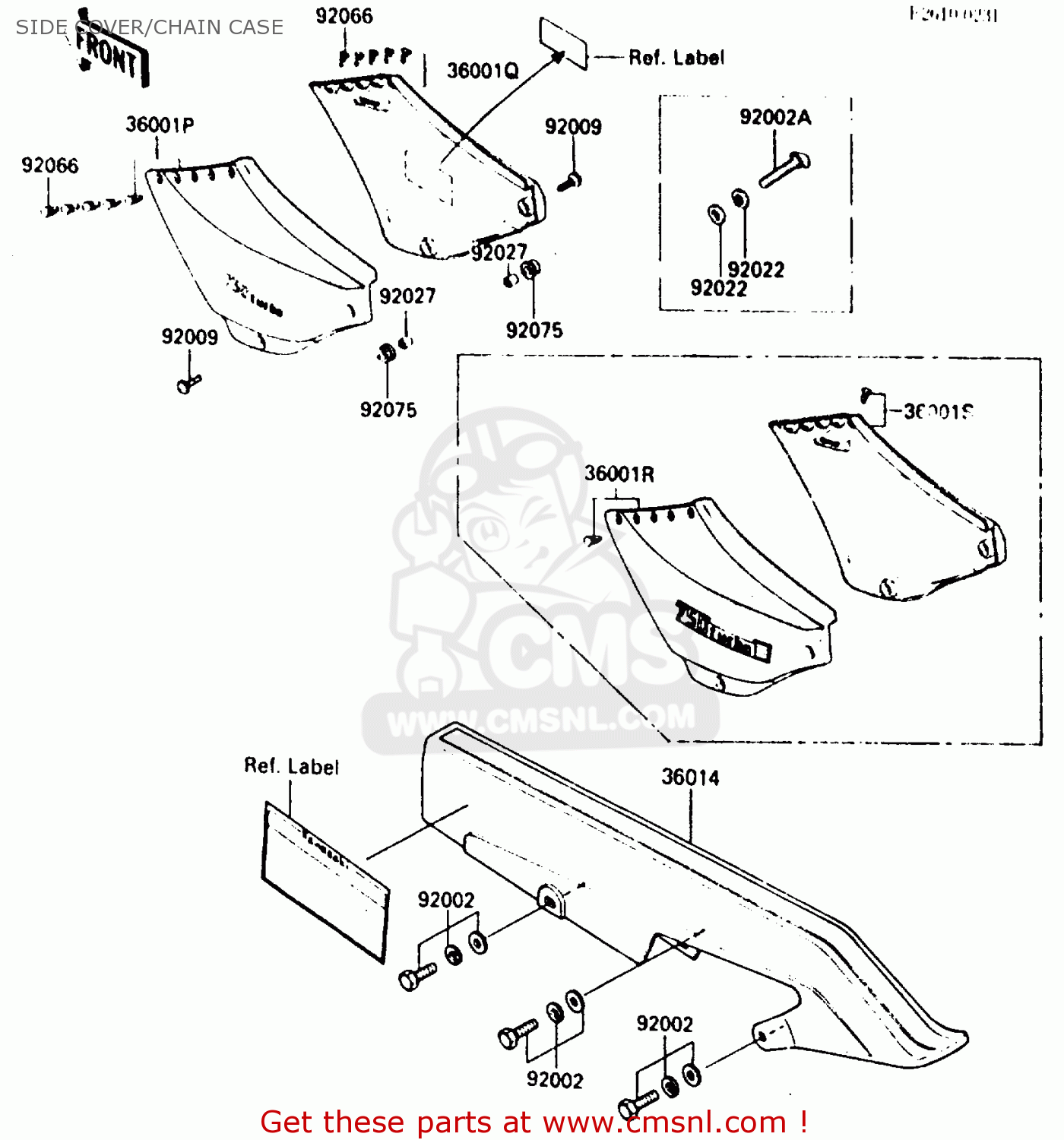 SIDE COVER/CHAIN CASE ZX750E1 1984 EUROPE FR FU GR IT NR SD ST