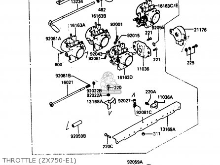 THROTTLE (ZX750-E1) - ZX750E1 1984 EUROPE FR FU GR IT NR SD ST