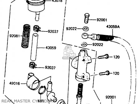 REAR MASTER CYLINDER - ZX750E1 1984 EUROPE FR FU GR IT NR SD ST