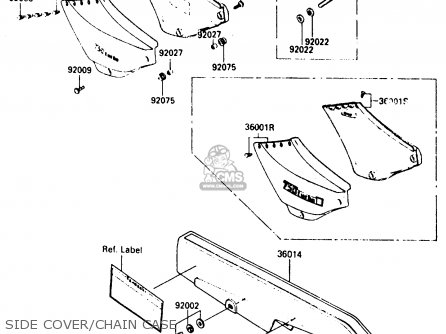 SIDE COVER/CHAIN CASE - ZX750E1 1984 EUROPE FR FU GR IT NR SD ST