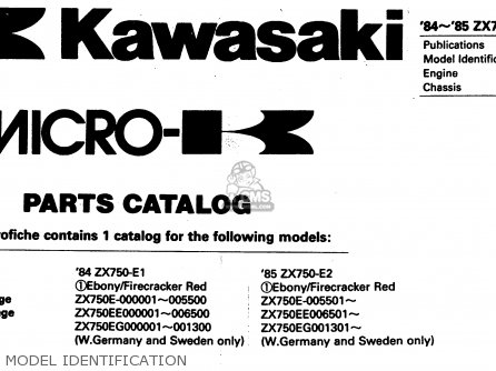 MODEL IDENTIFICATION - ZX750E1 1984 EUROPE FR FU GR IT NR SD ST
