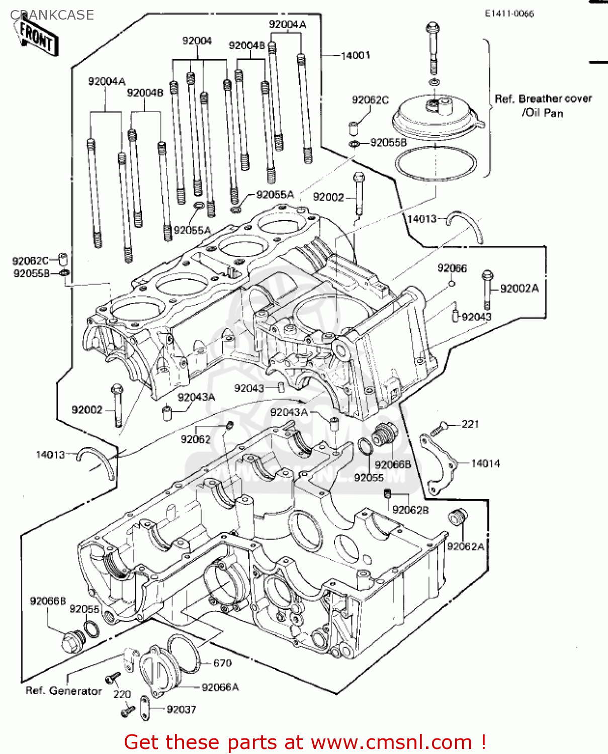 CRANKCASE ZX750E1 GPZ750  1984 USA CALIFORNIA CANADA