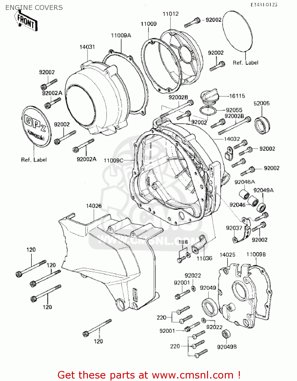 ENGINE COVERS ZX750E1 GPZ750  1984 USA CALIFORNIA CANADA