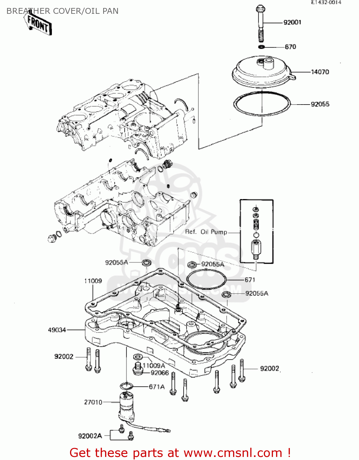 BREATHER COVER/OIL PAN ZX750E1 GPZ750  1984 USA CALIFORNIA CANADA