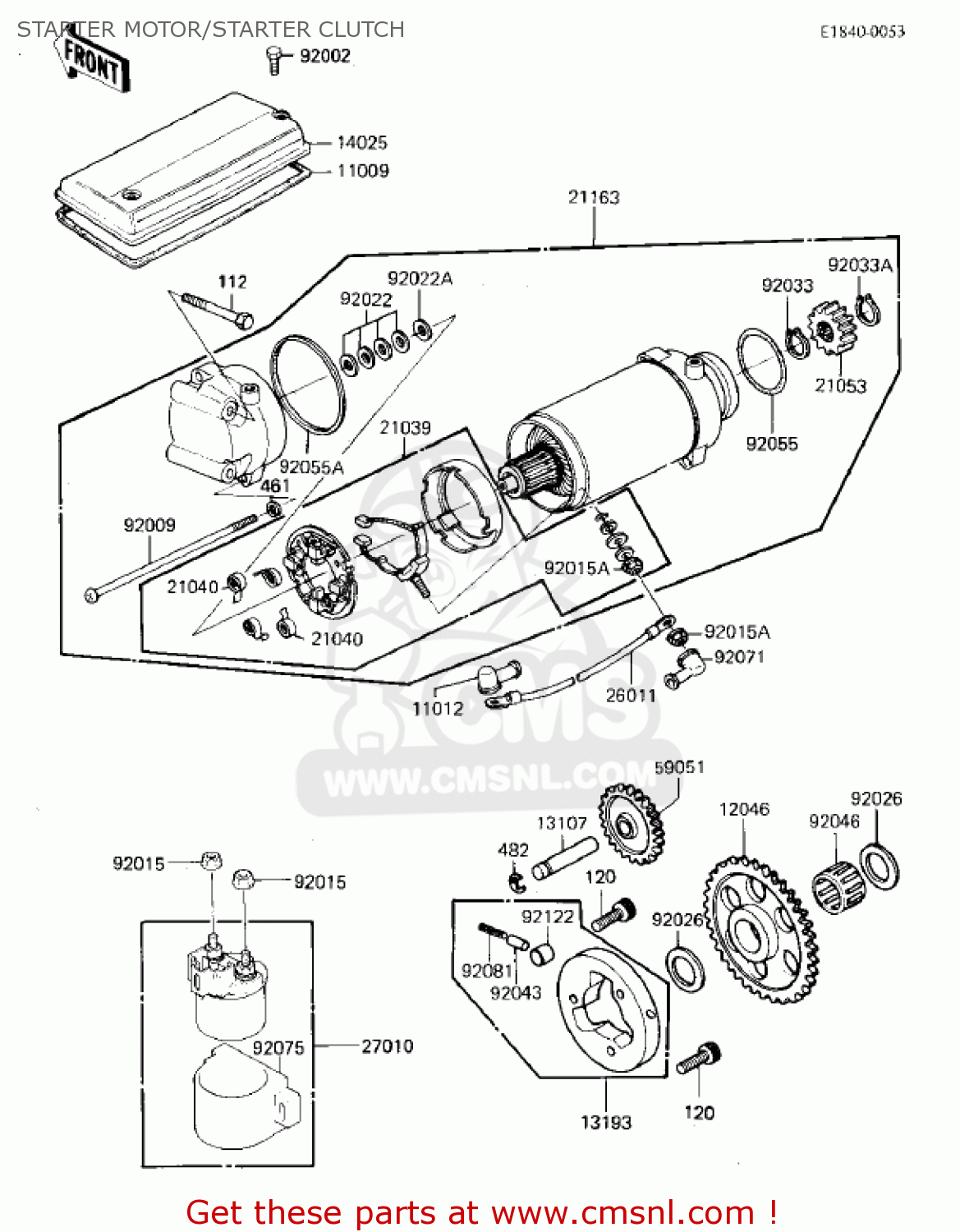 STARTER MOTOR/STARTER CLUTCH ZX750E1 GPZ750  1984 USA CALIFORNIA CANADA