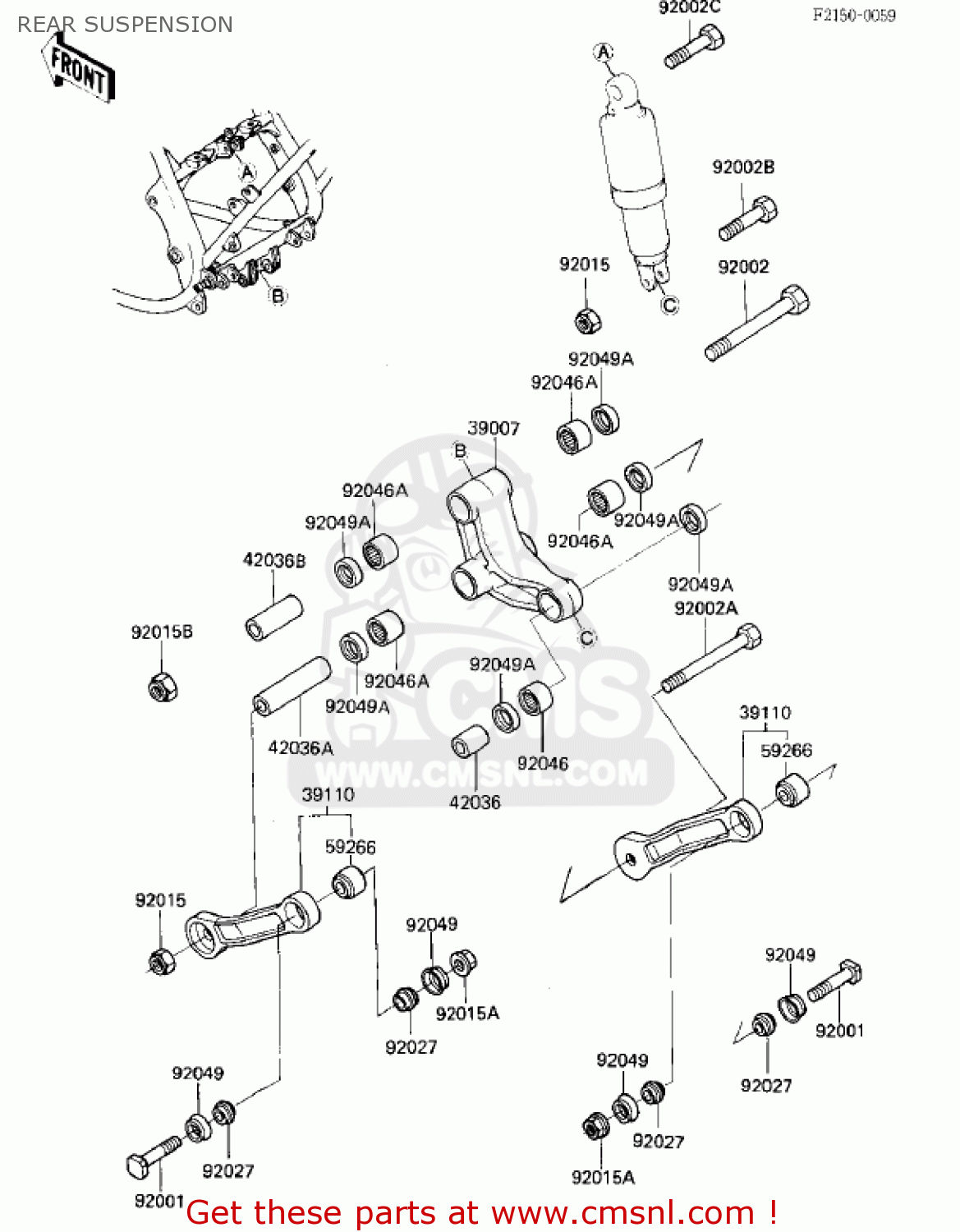 REAR SUSPENSION ZX750E1 GPZ750  1984 USA CALIFORNIA CANADA