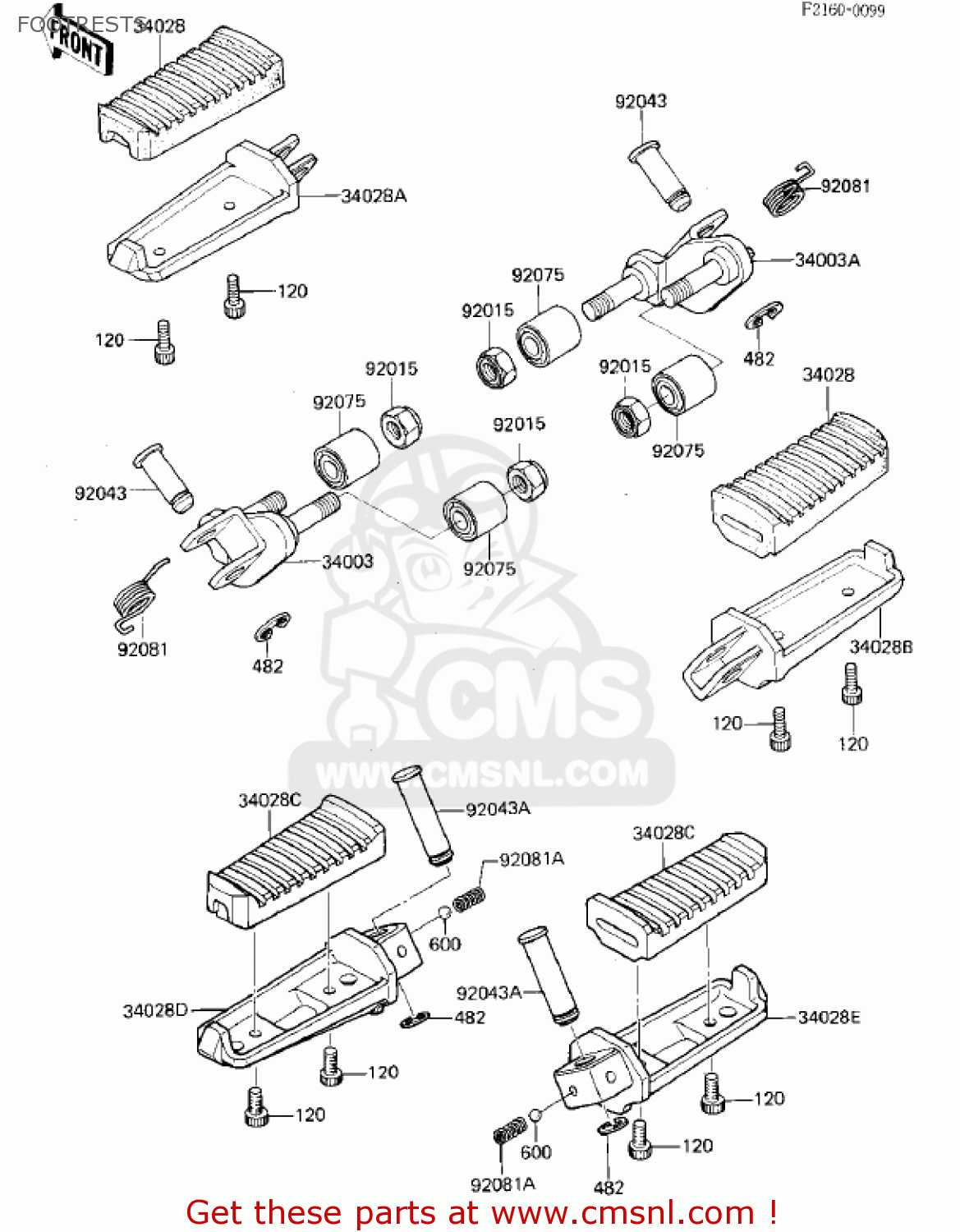 FOOTRESTS ZX750E1 GPZ750  1984 USA CALIFORNIA CANADA