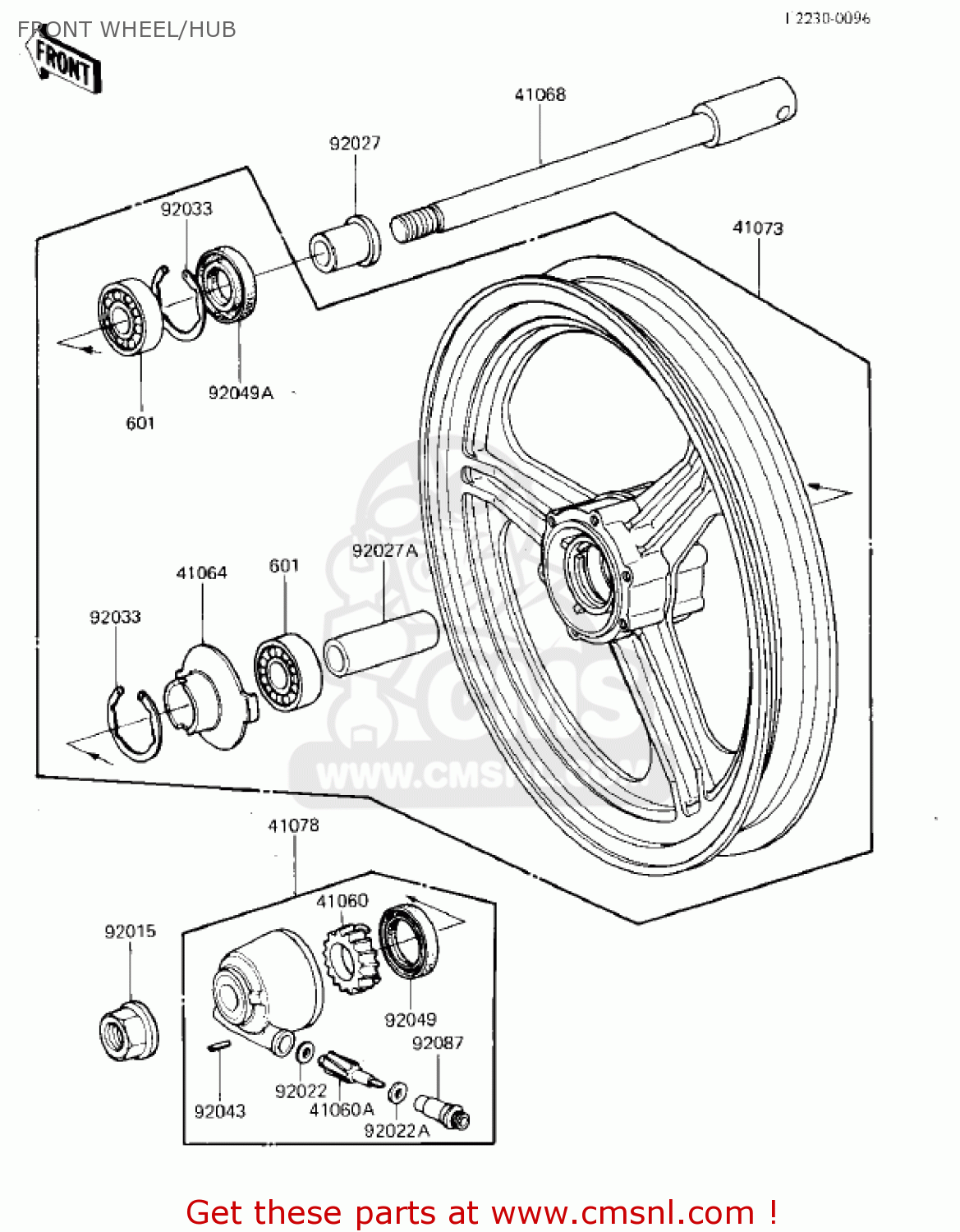 FRONT WHEEL/HUB ZX750E1 GPZ750  1984 USA CALIFORNIA CANADA