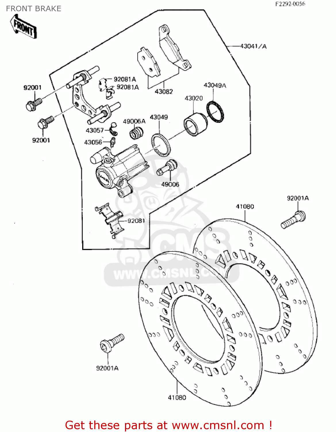 FRONT BRAKE ZX750E1 GPZ750  1984 USA CALIFORNIA CANADA